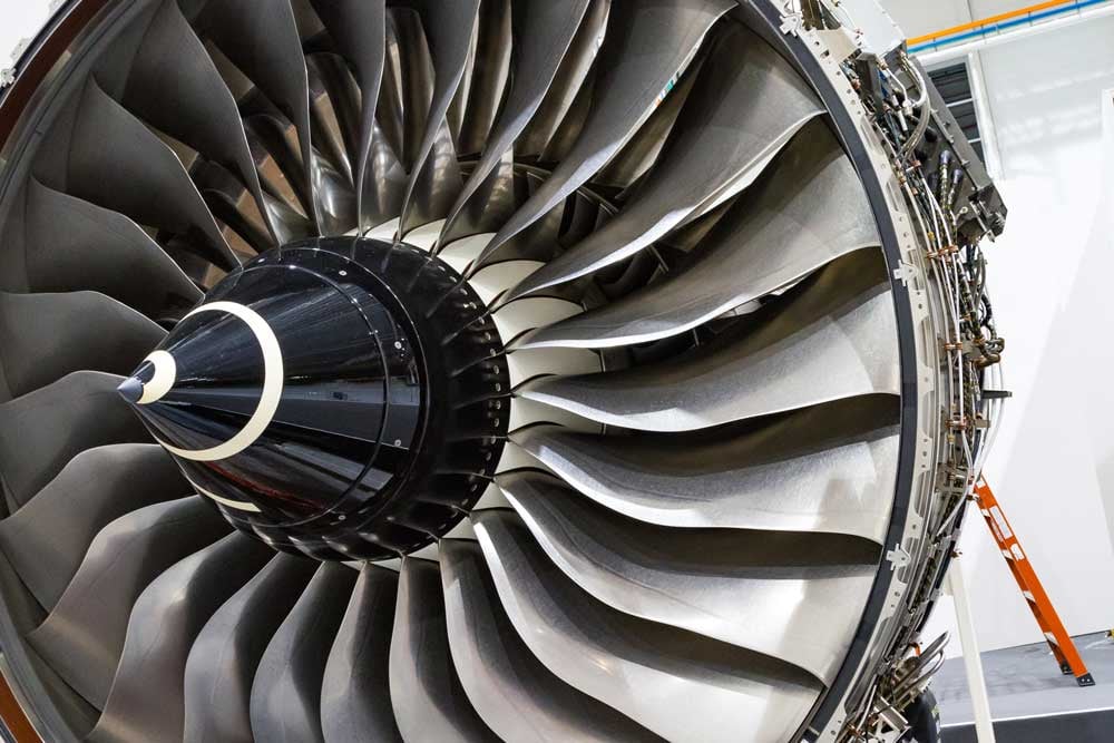 Close up of the next generation of aircraft engines